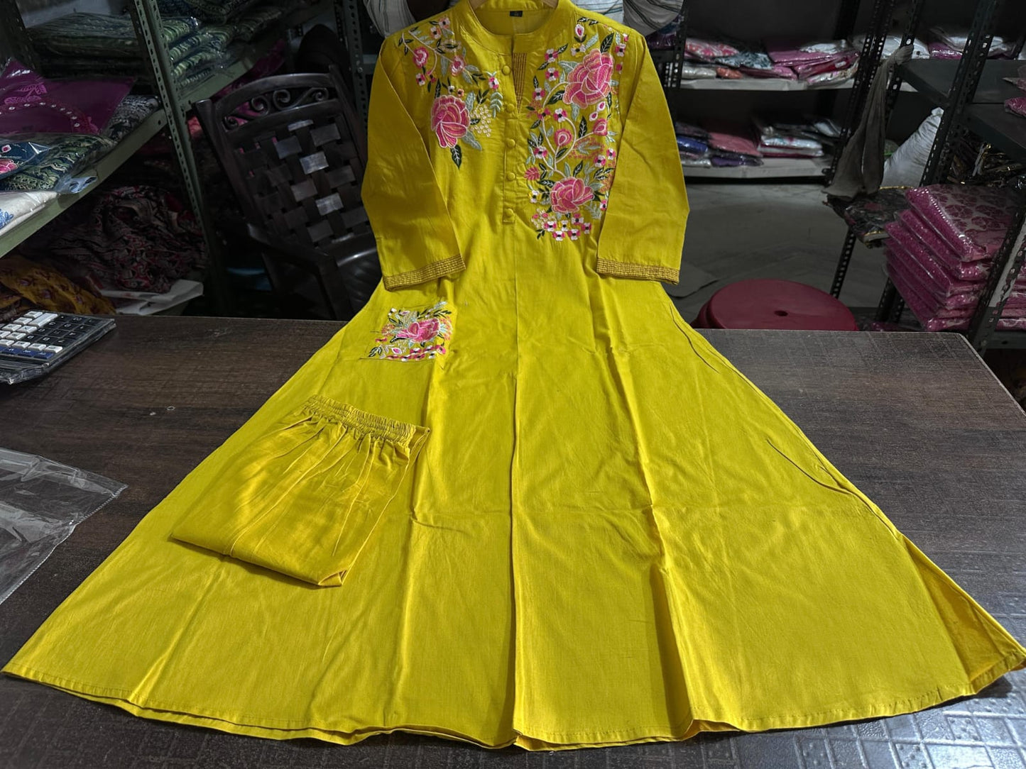 Embroidery Work Kurti with Pant with cotton - My Store