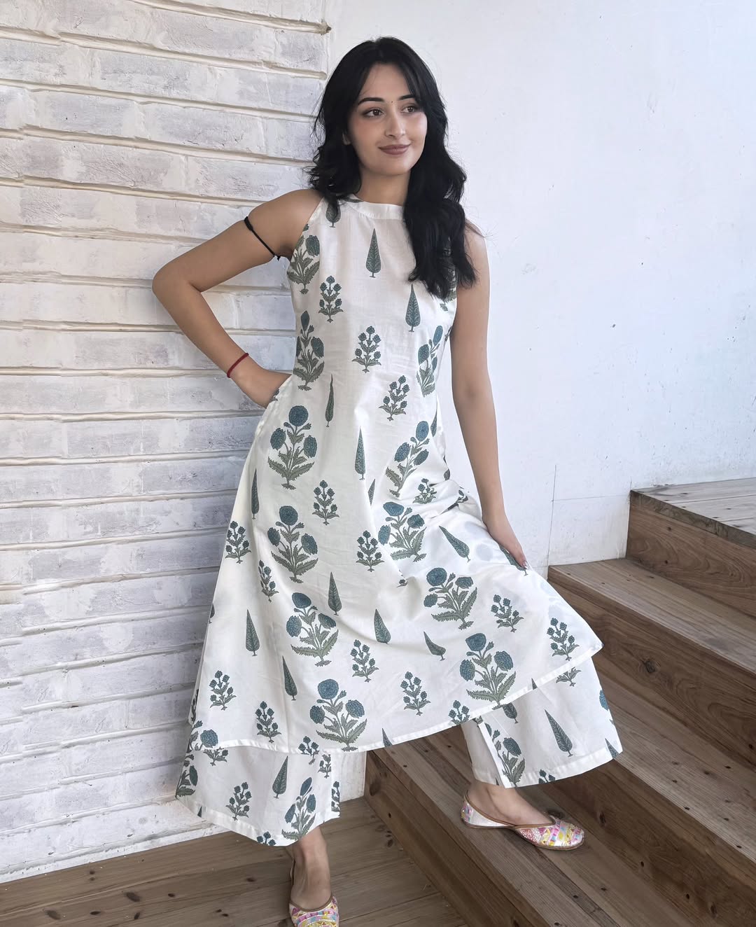 Premium Floral Fine cotton Flex kurti Palazza set - My Store