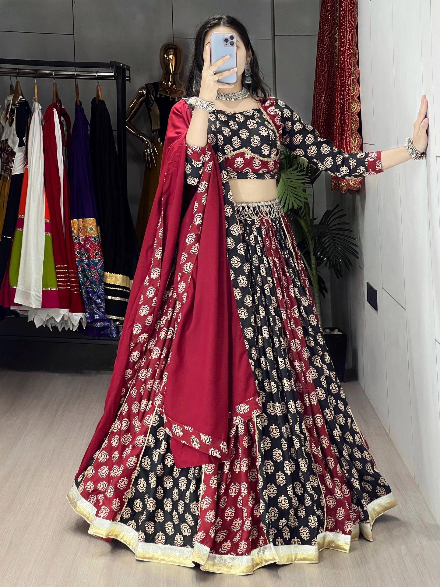 Traditional Ajarakh Prints Chaniya Choli - My Store