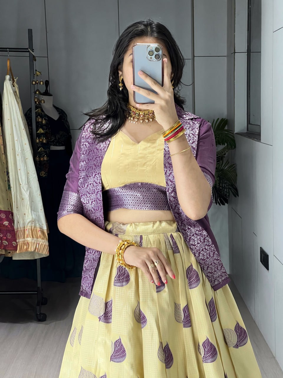 A rich silk Koti-jacket-Lehenga Sets - My Store