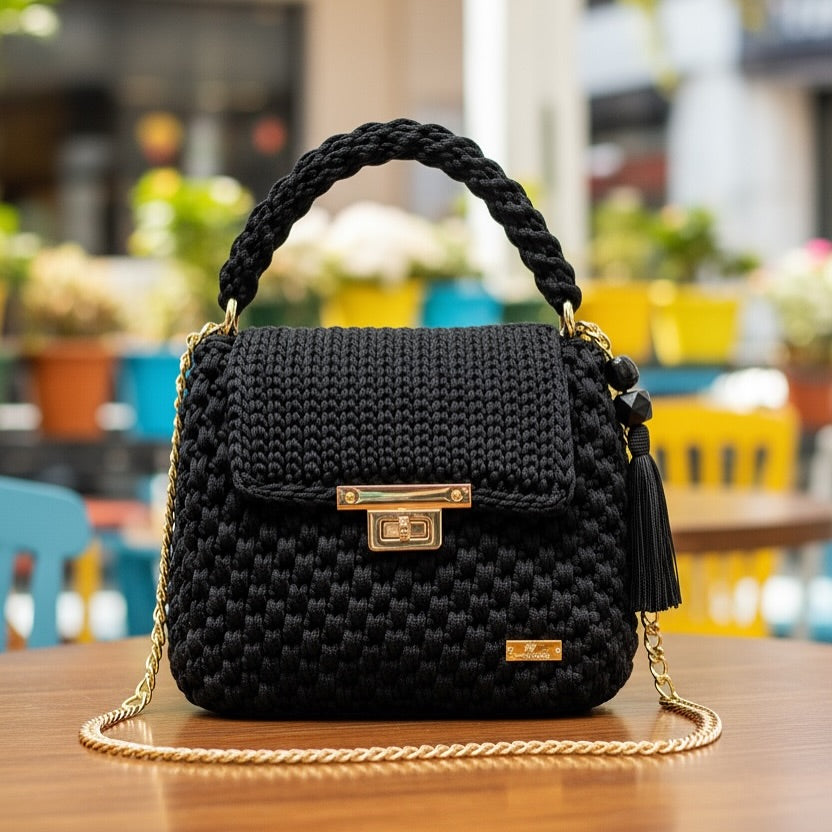 Noir Grace Crochet Mini Handbag - My Store