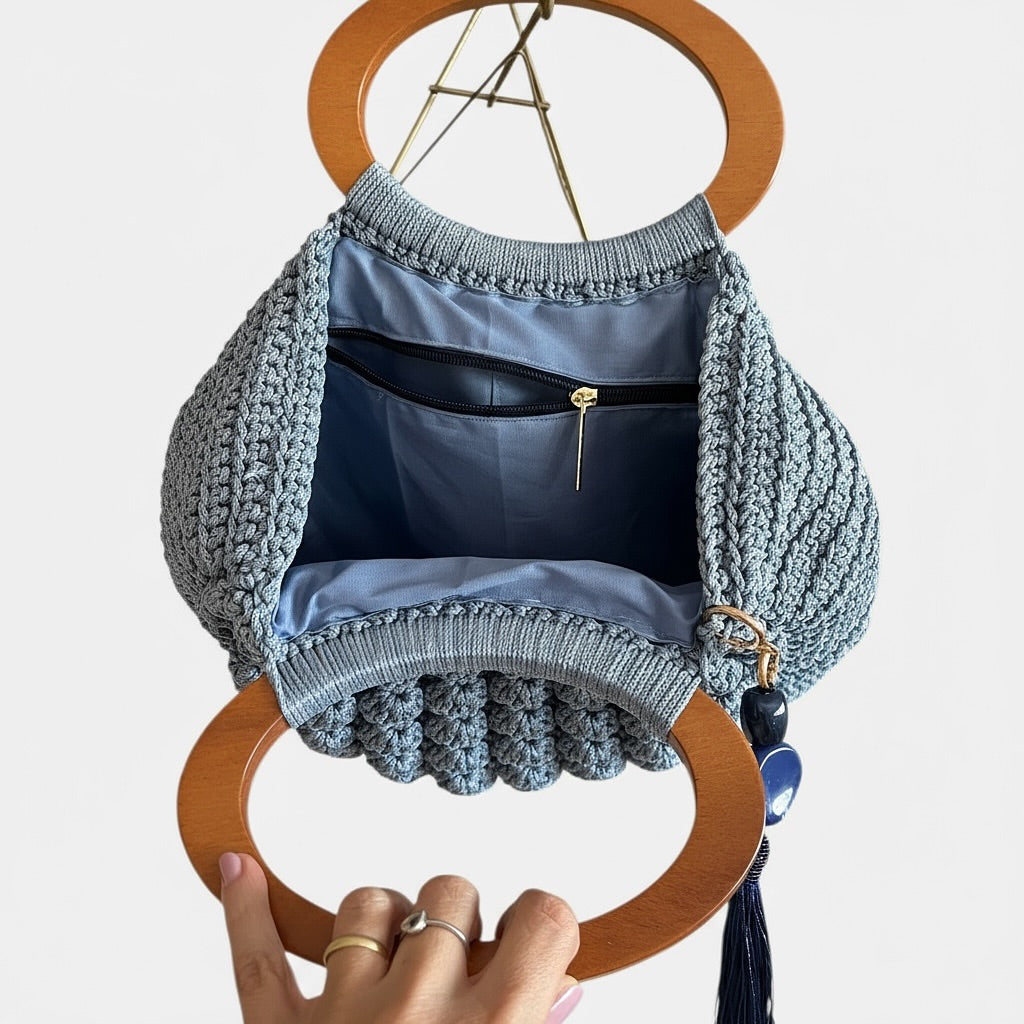 Handmade Crochet Wooden Handle Handbag - My Store