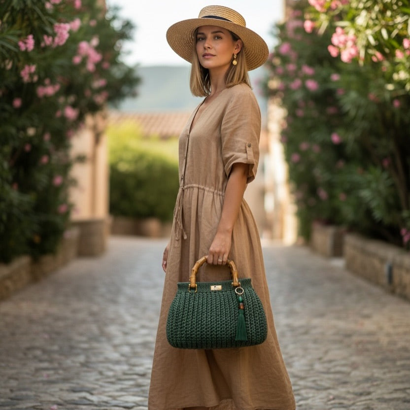 Emerald Grace Crochet Handbag - My Store