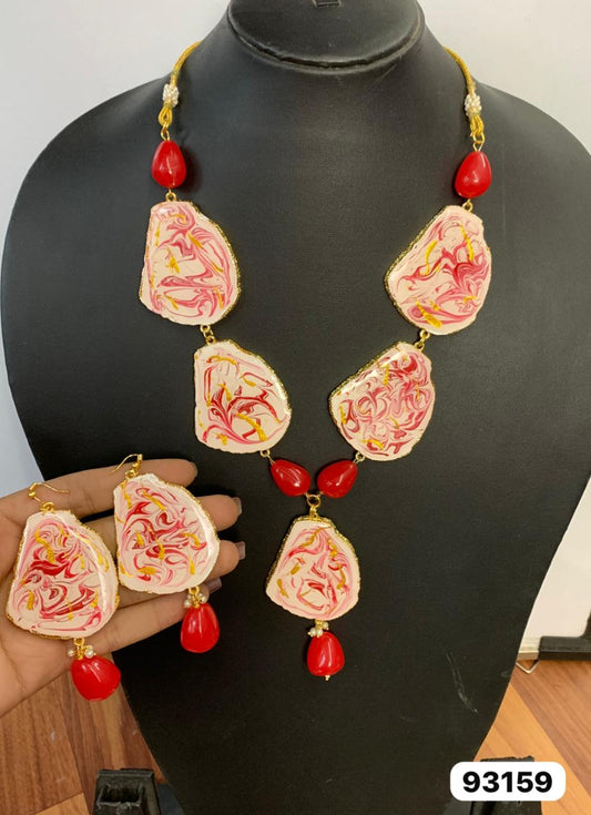Handcrafted Marble Effect Statement Necklace Set - My Store