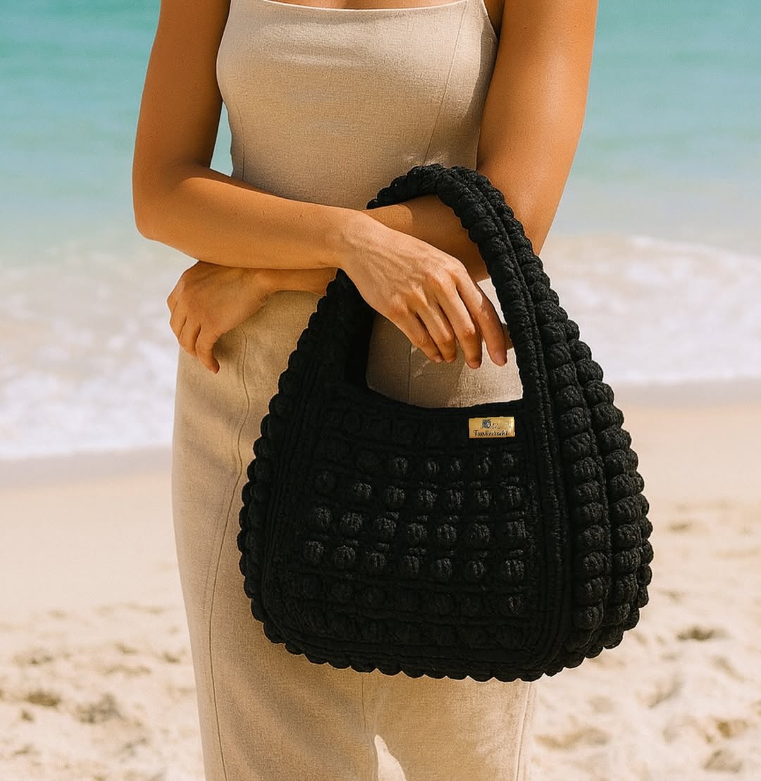 Noir Bloom Crochet Shoulder Bag - My Store