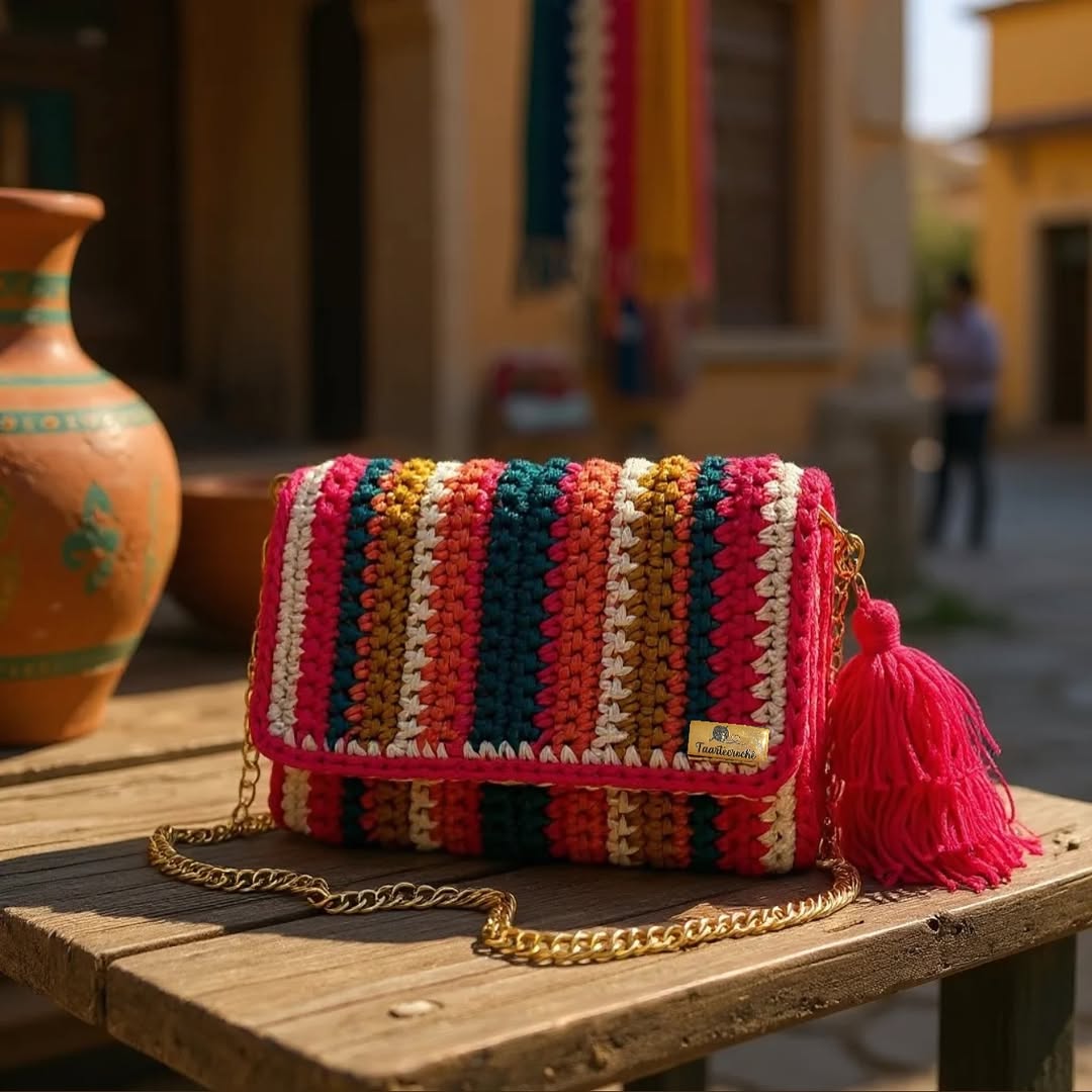 Rangriti Boho Crochet Sling Clutch - My Store