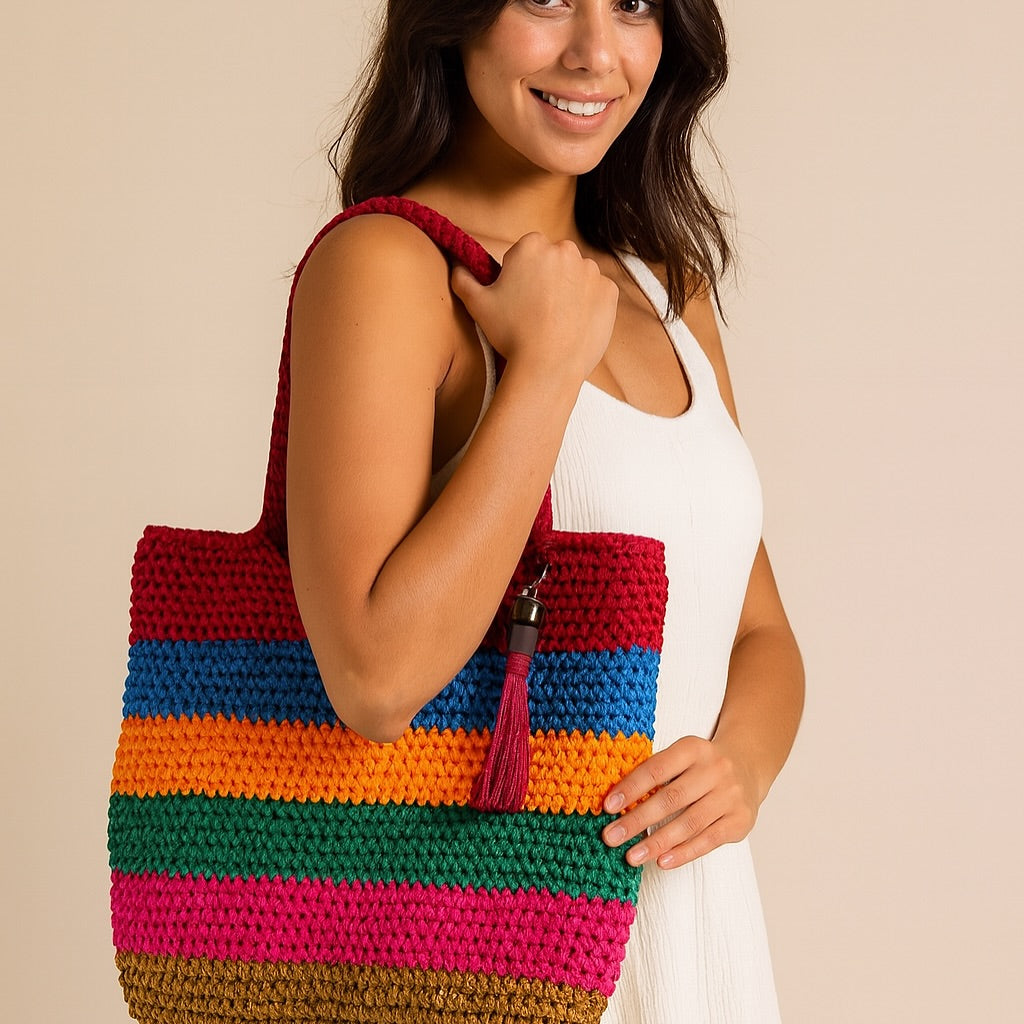 Rainbow Aura Crochet Tote Bag - My Store