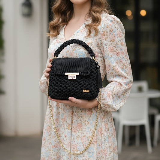 Noir Grace Crochet Mini Handbag - My Store