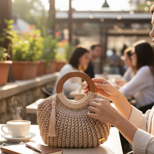 Luna Handwoven Wooden Handle Bag - My Store