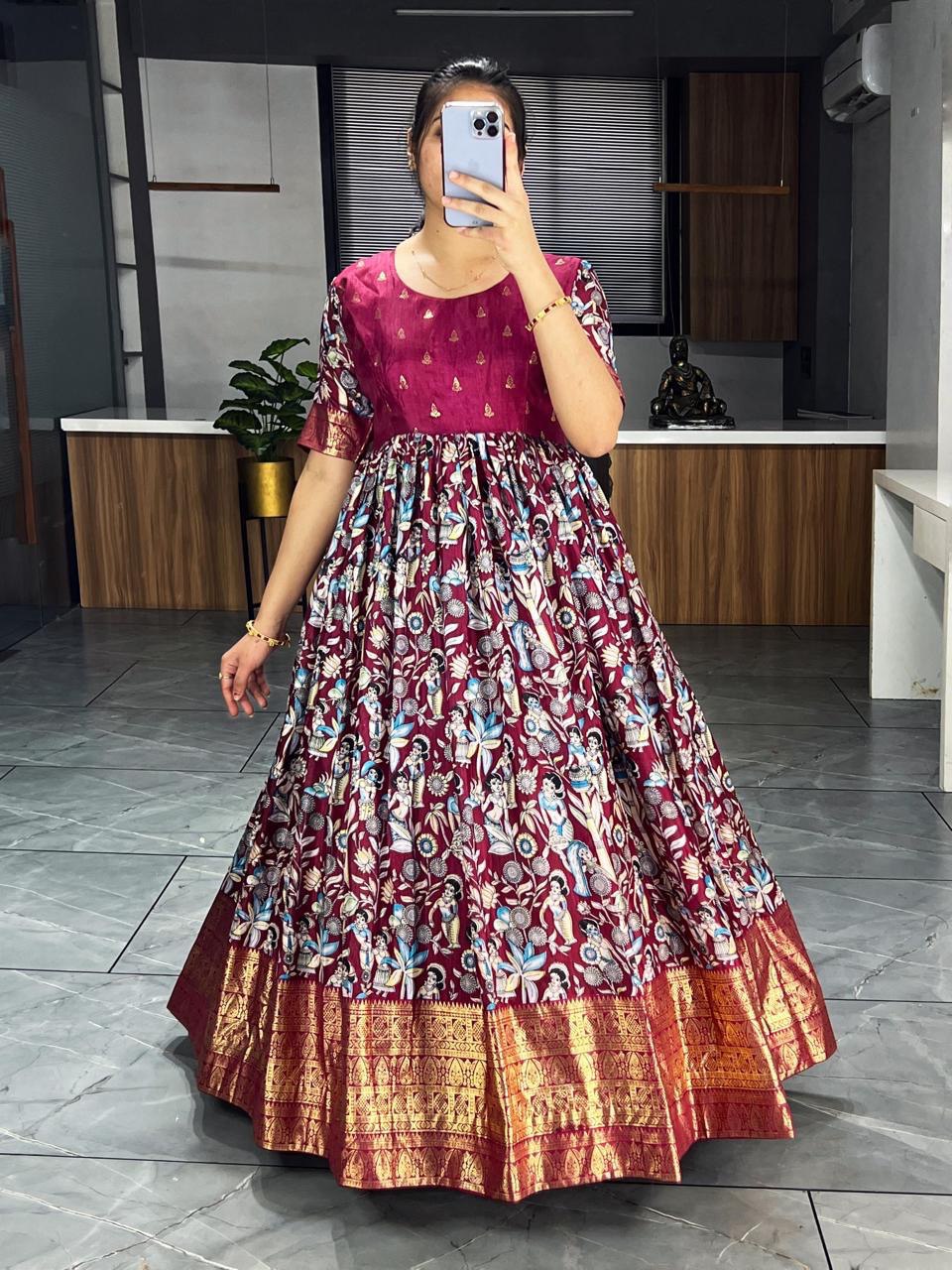 Latest Trendy Kalamkari Gowns - My Store