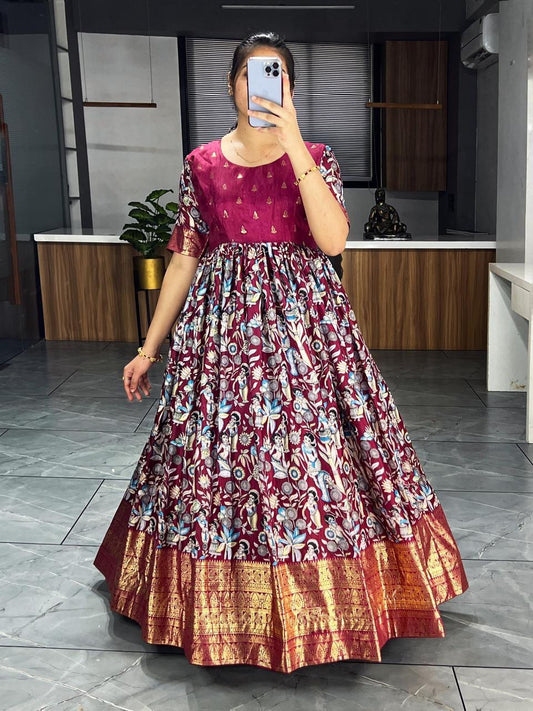 Latest Trendy Kalamkari Gowns - My Store