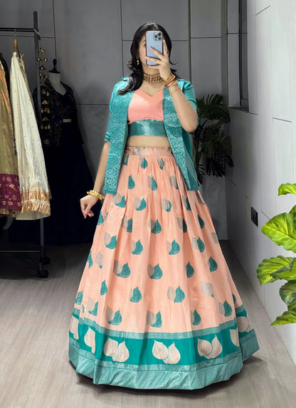 A rich silk Koti-jacket-Lehenga Sets - My Store
