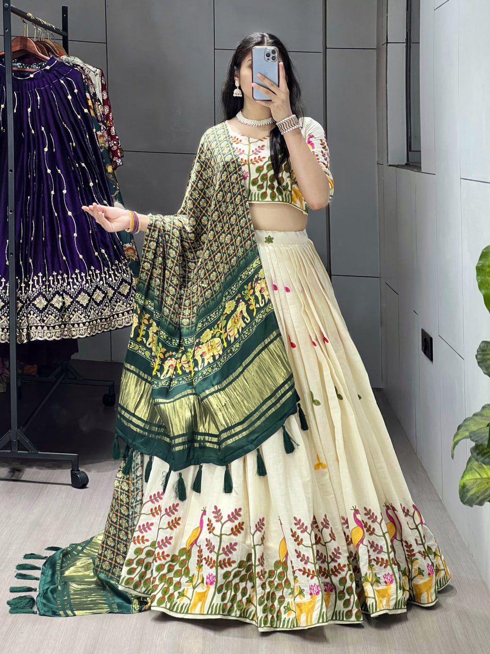 Fully Stitched Cotton Embroidery Work Lehenga - My Store
