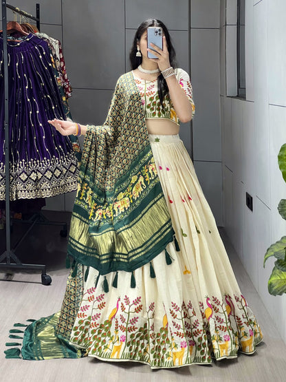 Fully Stitched Cotton Embroidery Work Lehenga - My Store