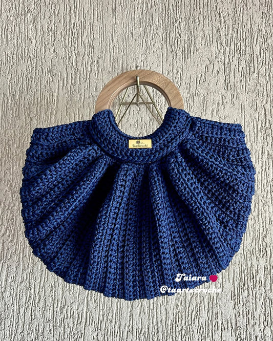Handmade Crochet Fan-Shape Wooden Handle Bag - My Store