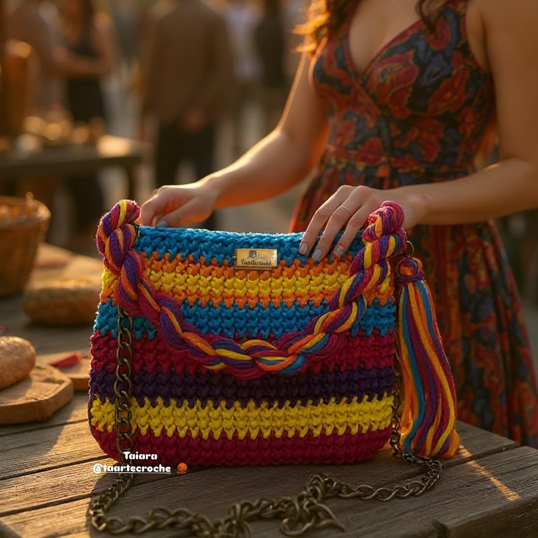 Handmade Colorful Crochet Shoulder Bag - My Store