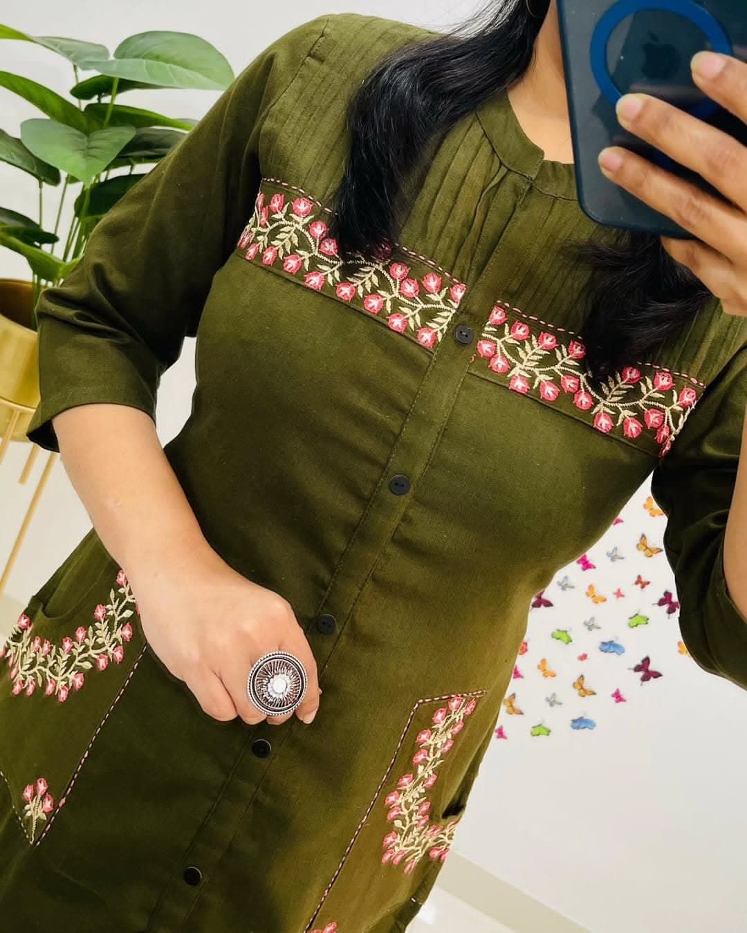 Pure fine Cotton Slub fabric Embroidery Work Kurti with Pant - My Store