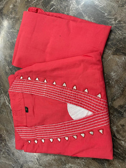 Elegant Flaired Cotton Kurta Set with Full Embroidery - My Store