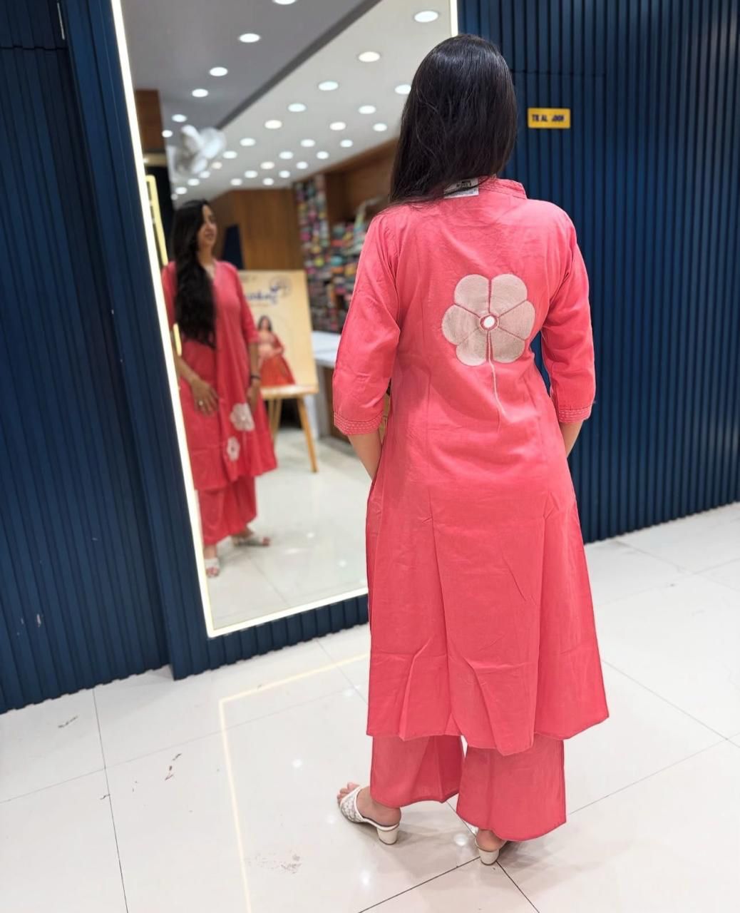 Elegant Flaired Cotton Kurta Set with Full Embroidery - My Store