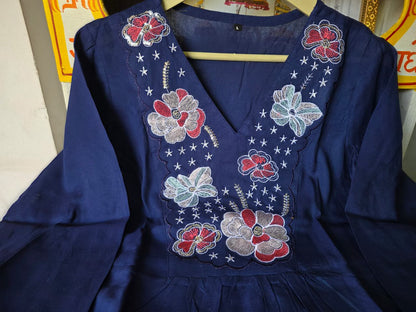 Rayon With beautiful embroidery Fully Stitched - blue - My Store