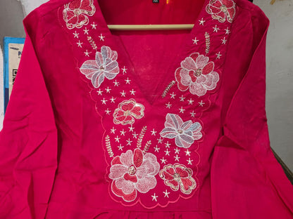 Rayon With beautiful embroidery Fully Stitched - pink - My Store