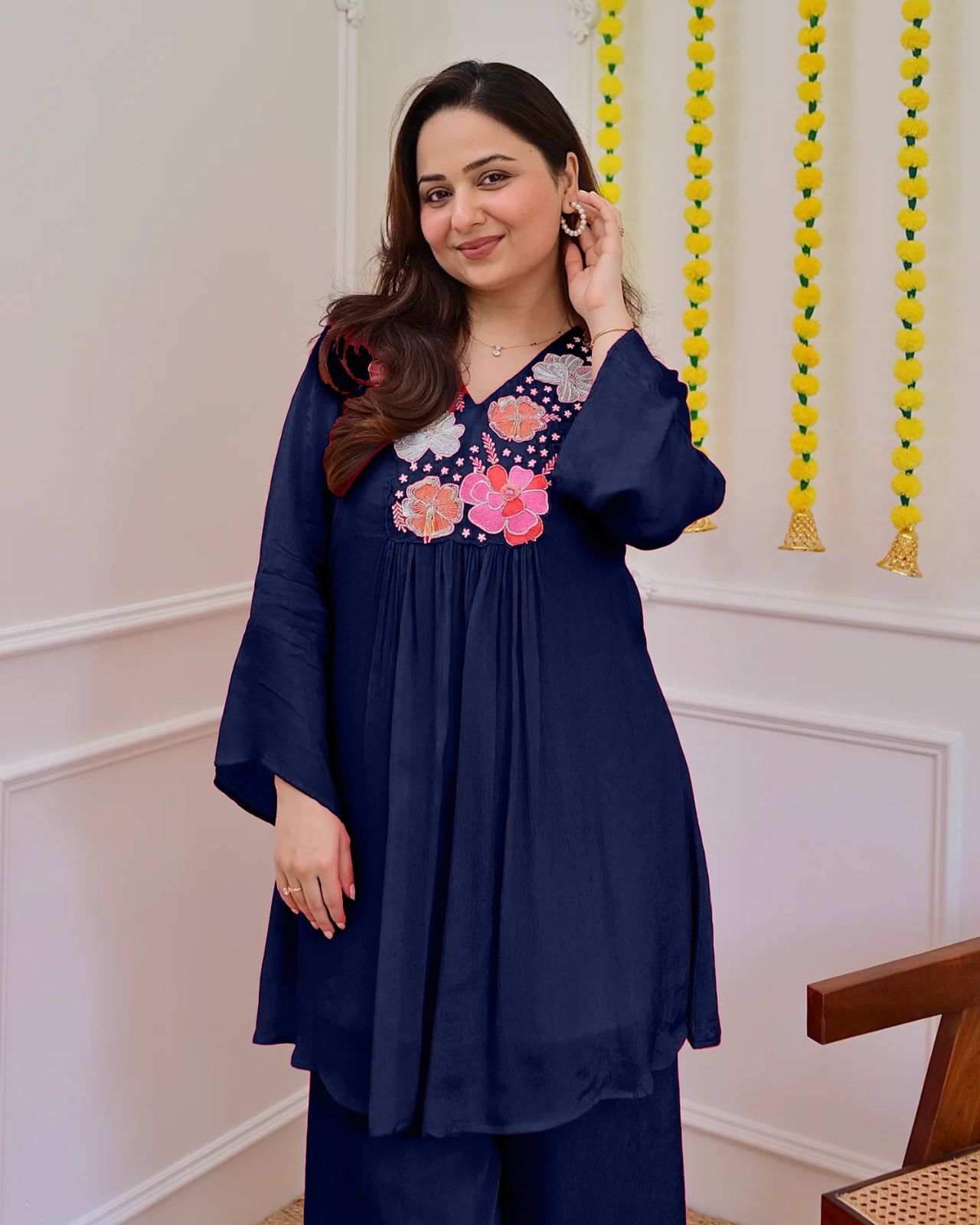 Rayon With beautiful embroidery Fully Stitched - blue - My Store