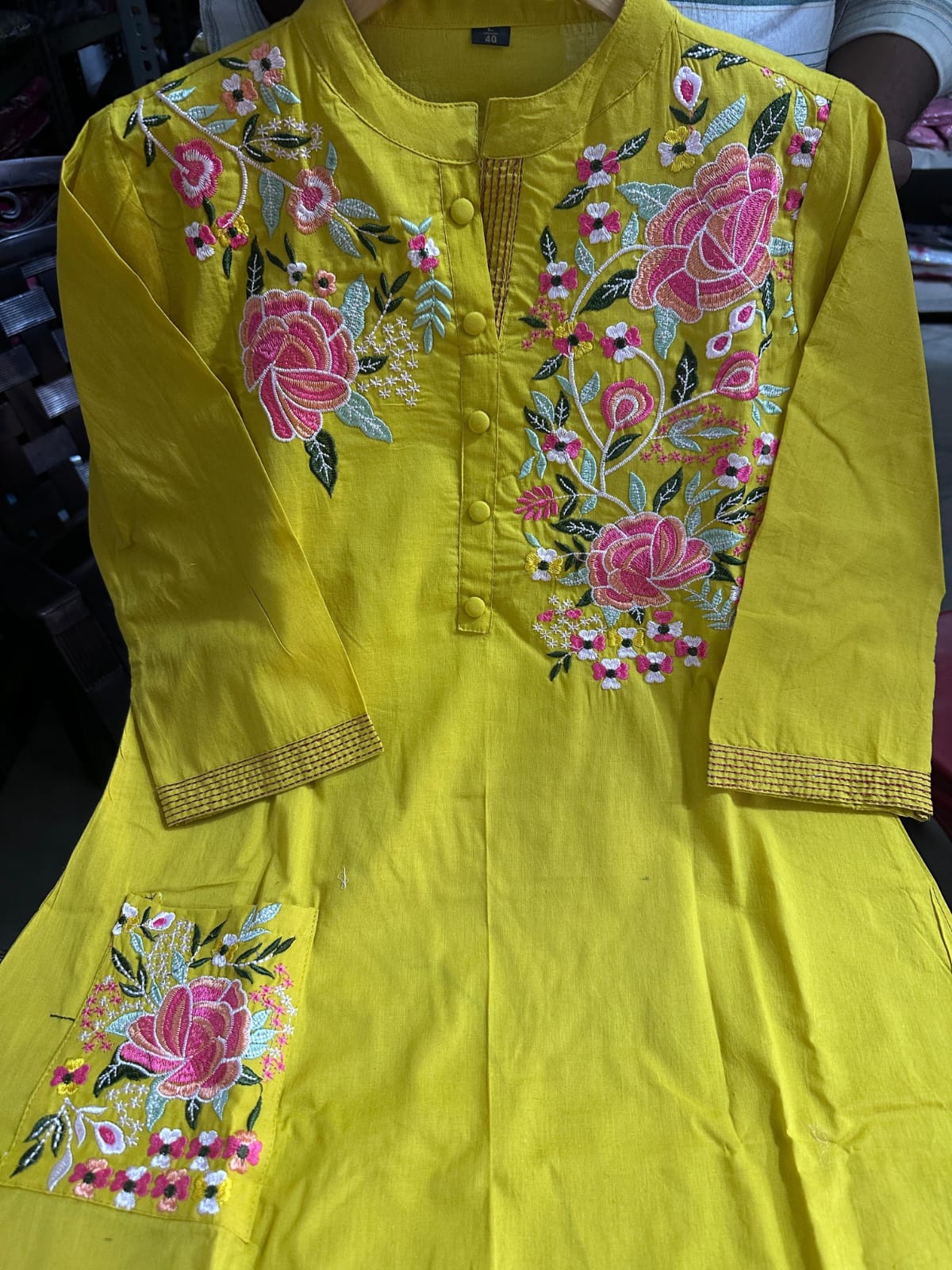 Embroidery Work Kurti with Pant with cotton - My Store