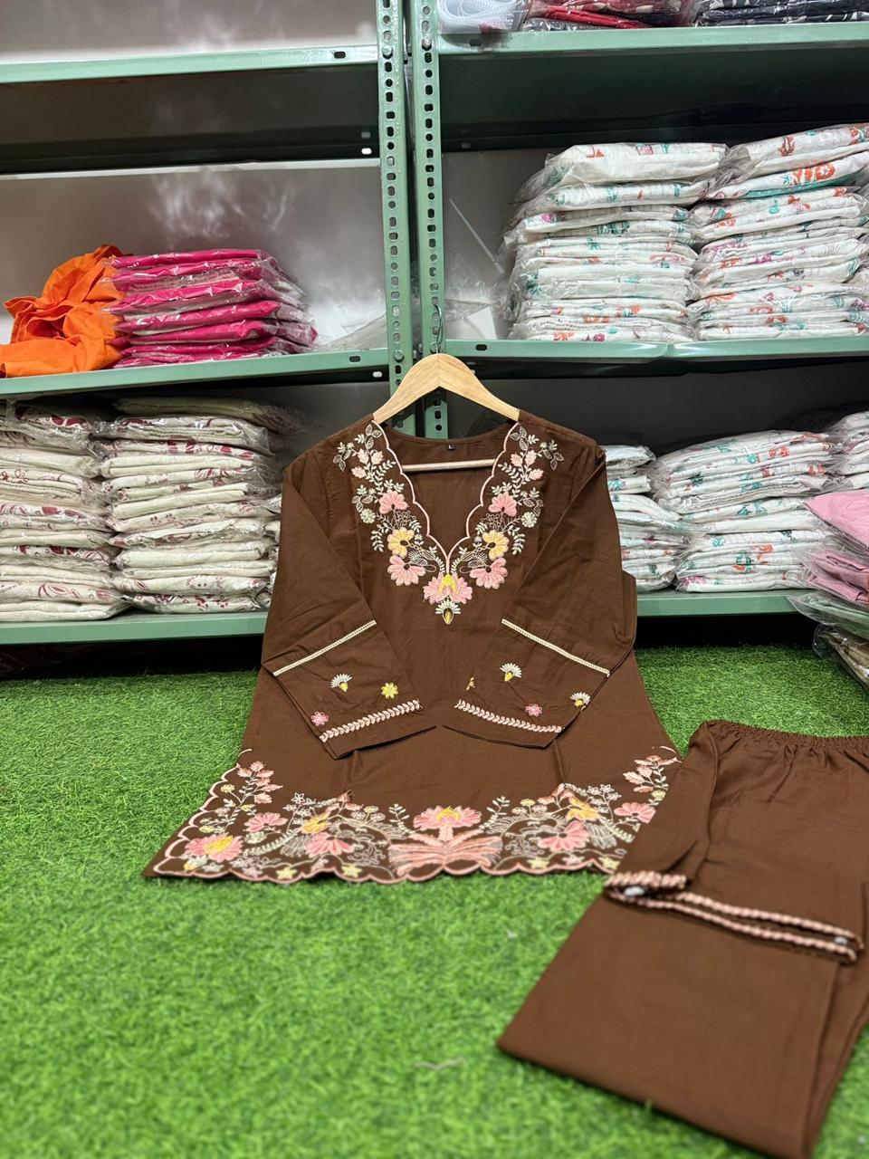 Full COD-SET 2pcs pure cotton - brown - My Store