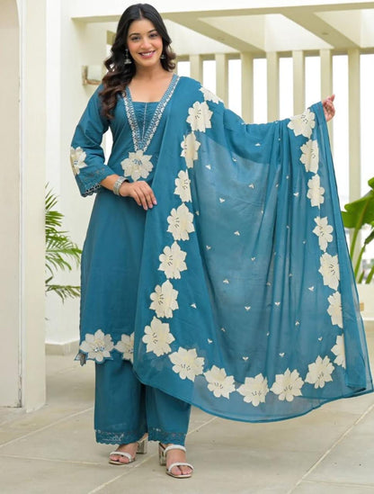 Amazing outfit with suit cotton fabric : blue - My Store