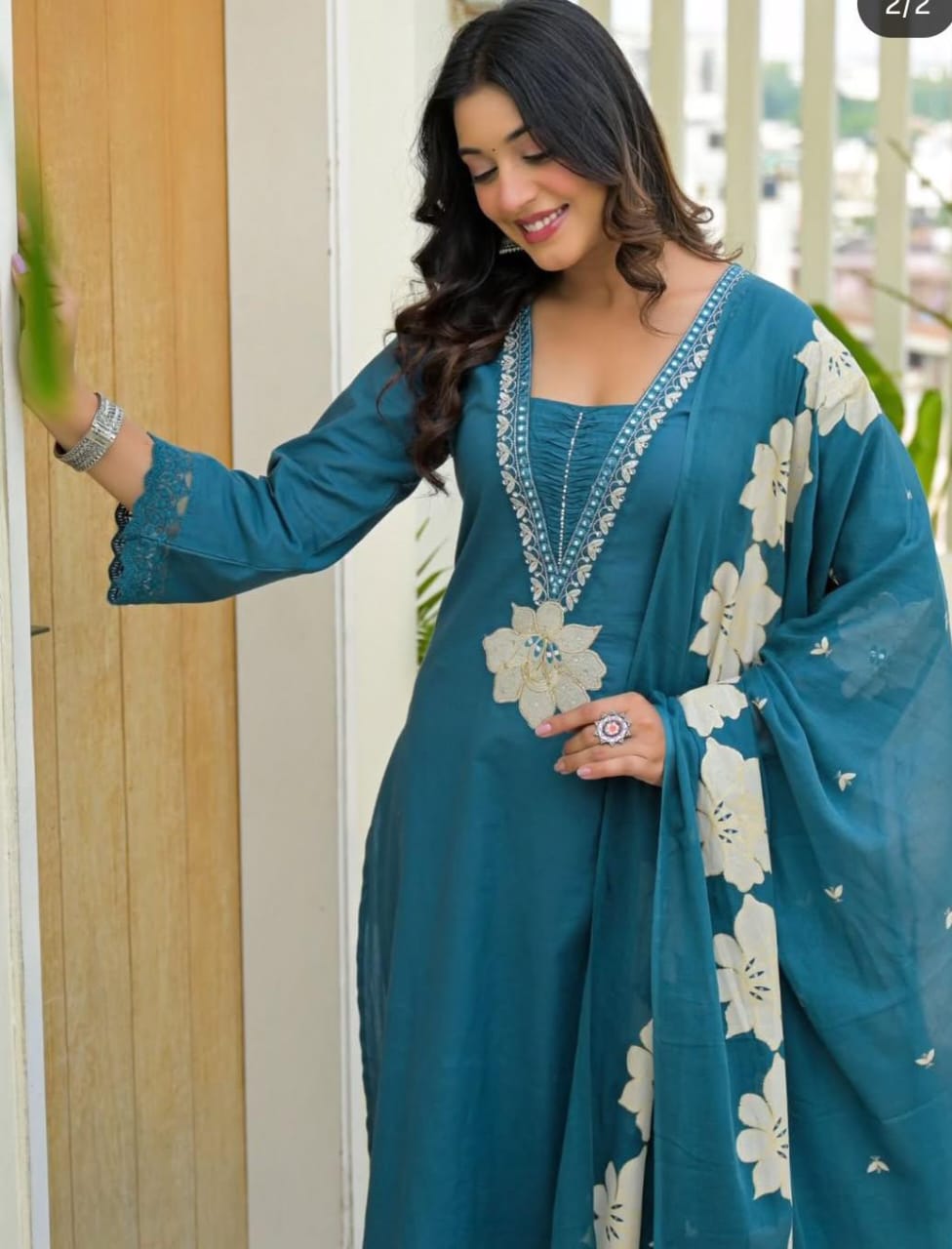 Amazing outfit with suit cotton fabric : blue - My Store