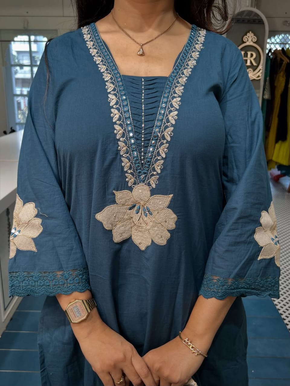 Amazing outfit with suit cotton fabric : blue - My Store