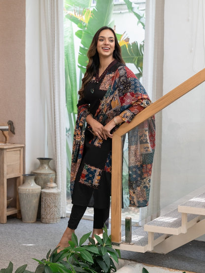 estival Special black Cotton Khadi Suit Set - My Store