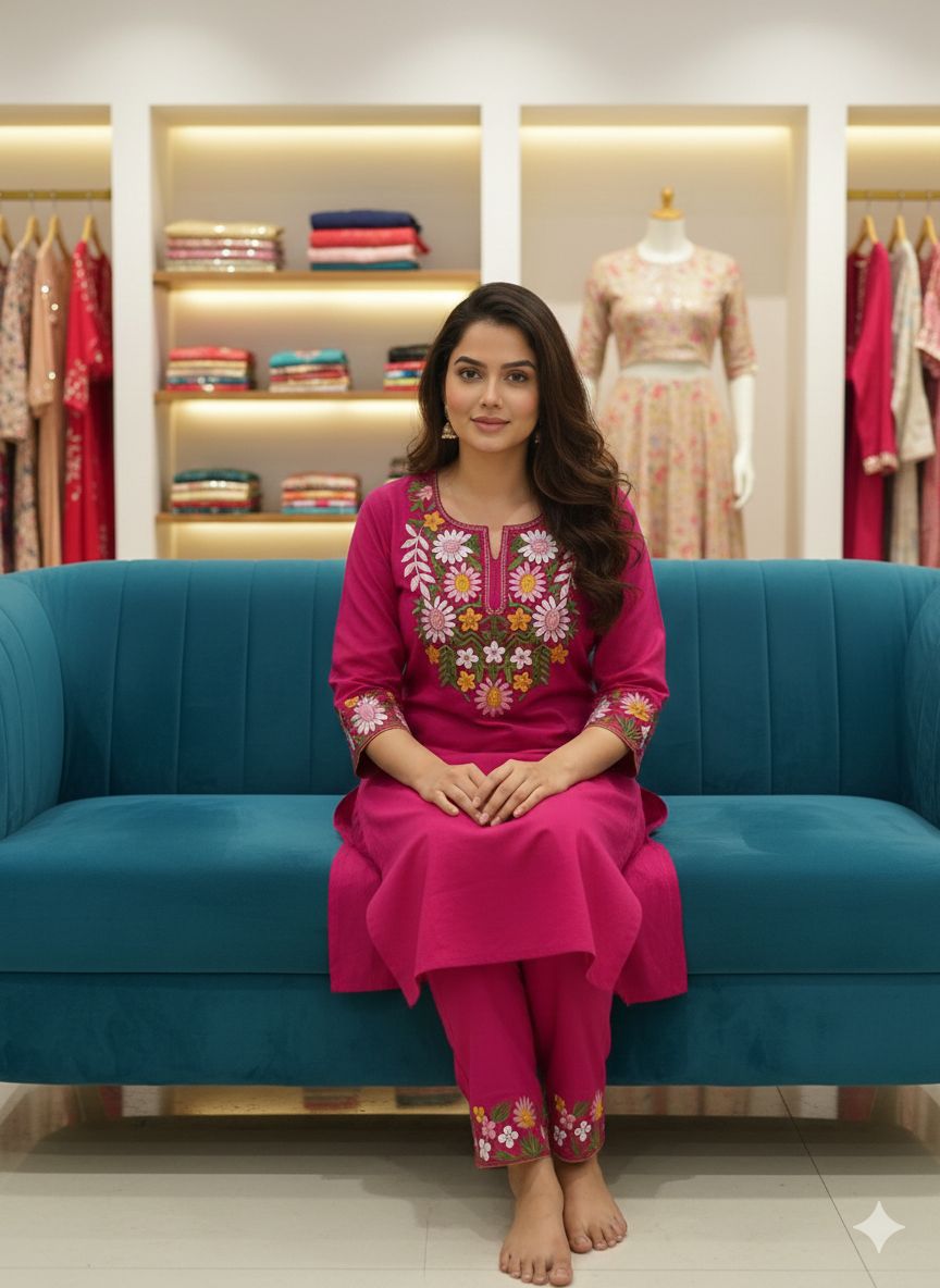 Aesthetic Cotton Embroidered Co-ord Set - My Store