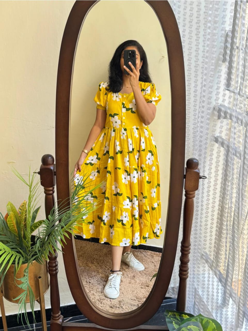 Beautiful ikkat print Cotton Full Flair Middy Gown - My Store