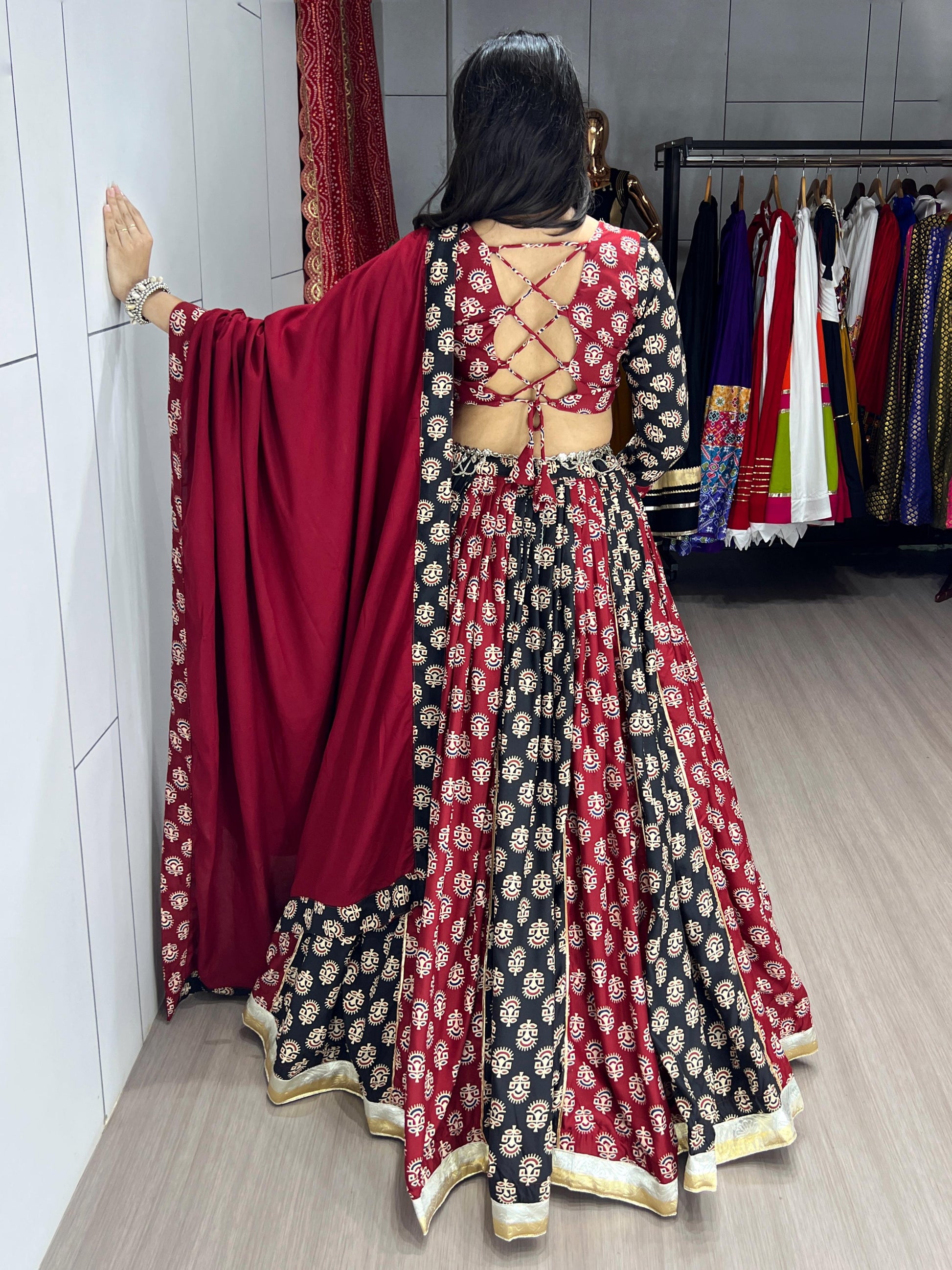 Traditional Ajarakh Prints Chaniya Choli - My Store