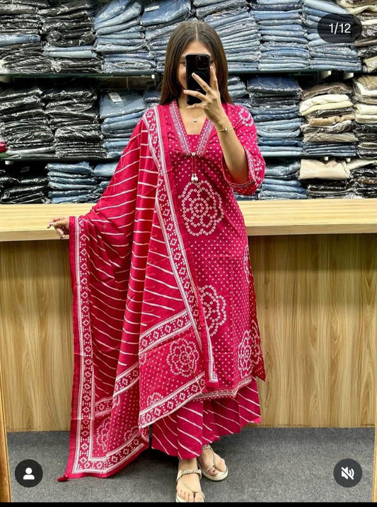 Premium cotton aired up with Plazo and full dupatta - My Store