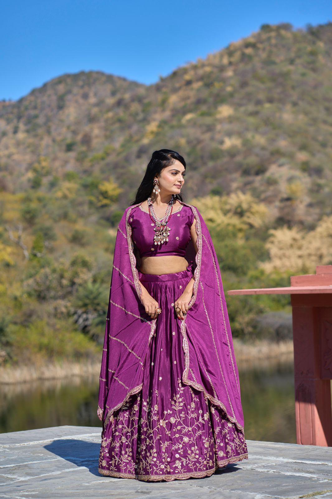 Classical silk Embroidery Lehenga - My Store