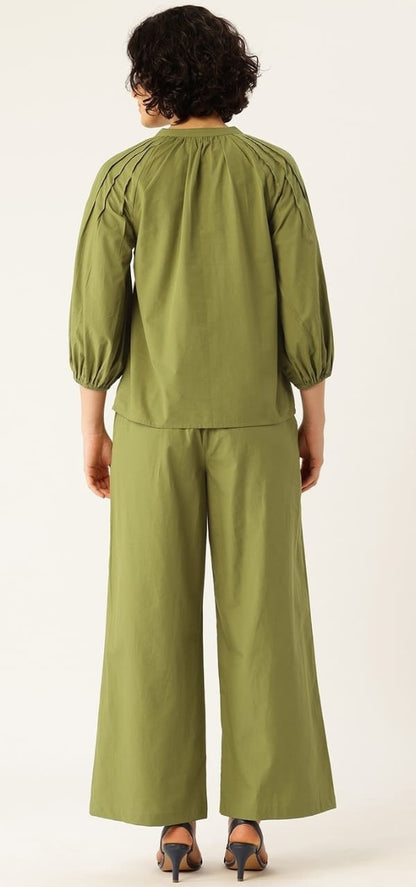 SWAANA GREEN EMBROIDERED CO-ORD SET - My Store