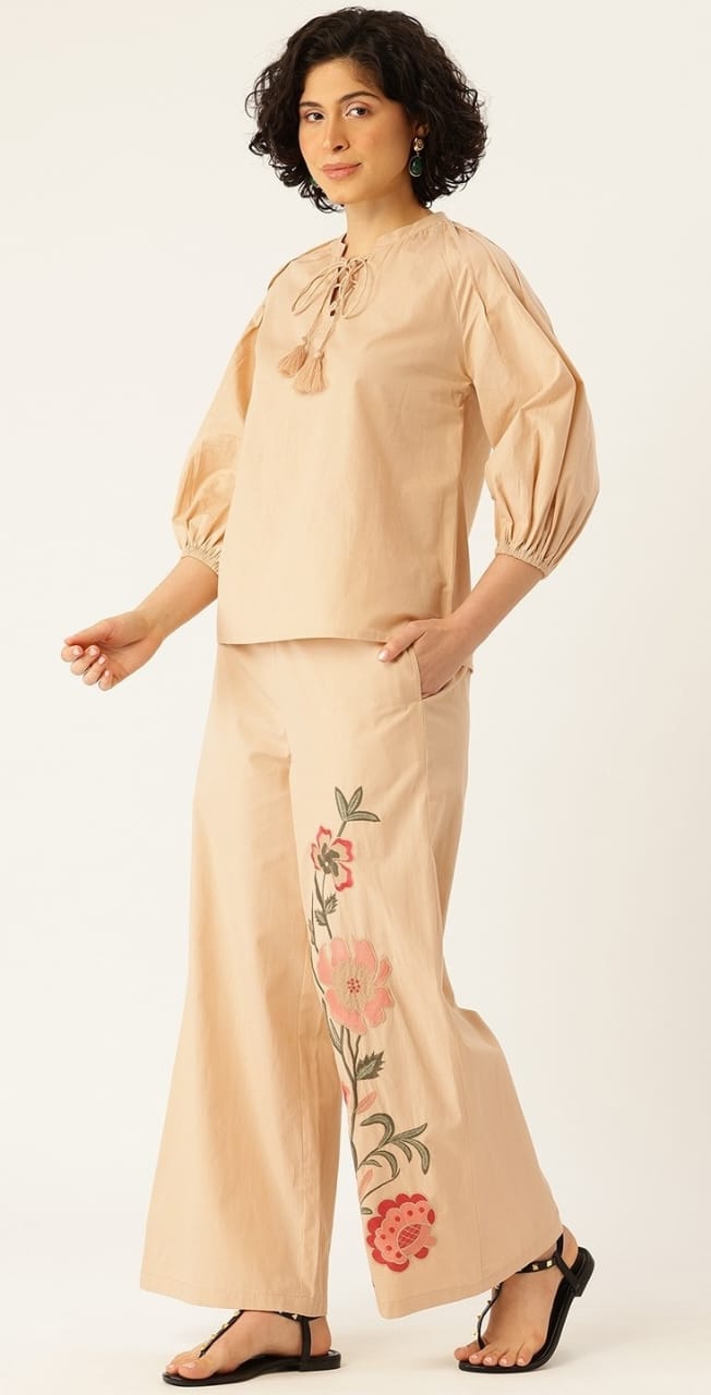 SWAANA GREEN EMBROIDERED CO-ORD SET - My Store