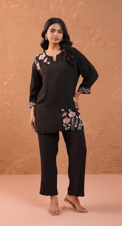 ADHIRA PURPLE EMBROIDERED CO-ORD SET - My Store