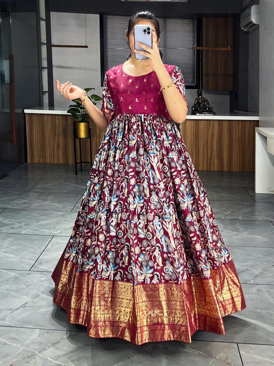 Latest Trendy Kalamkari Gowns - My Store
