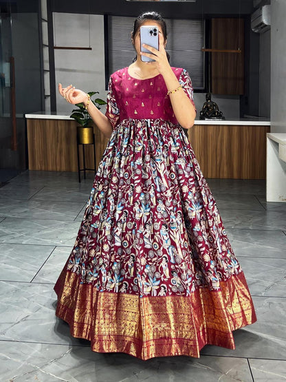 Latest Trendy Kalamkari Gowns - My Store