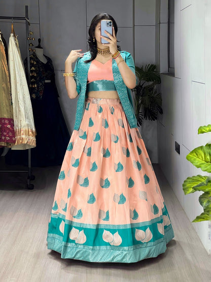 A rich silk Koti-jacket-Lehenga Sets - My Store