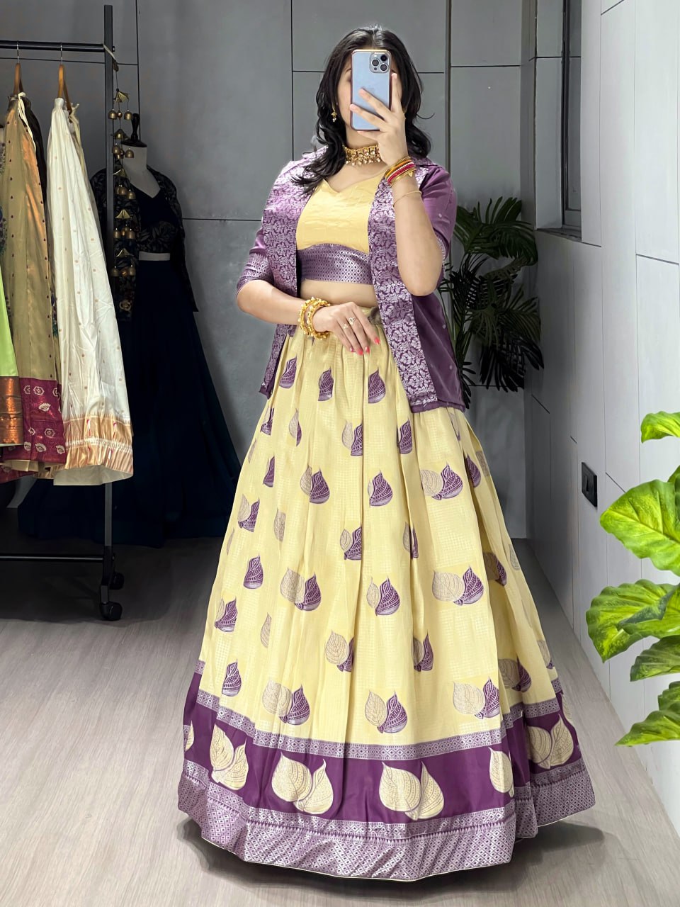 A rich silk Koti-jacket-Lehenga Sets - My Store