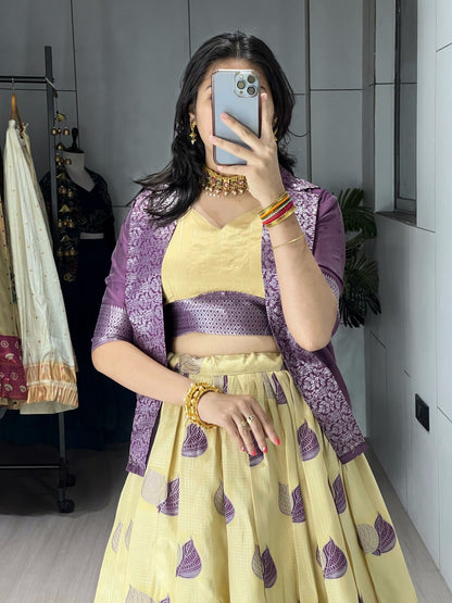 A rich silk Koti-jacket-Lehenga Sets - My Store