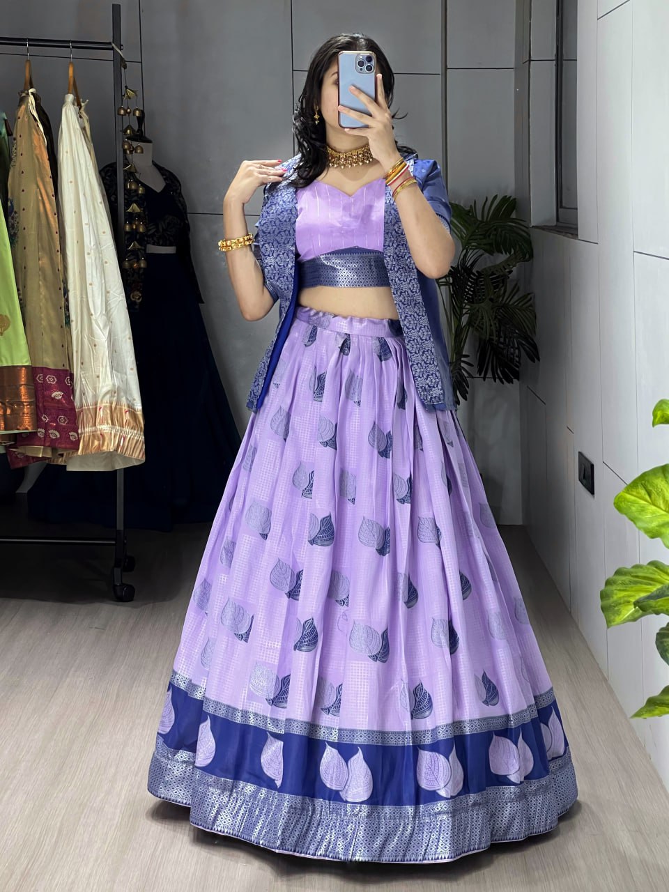 A rich silk Koti-jacket-Lehenga Sets - My Store
