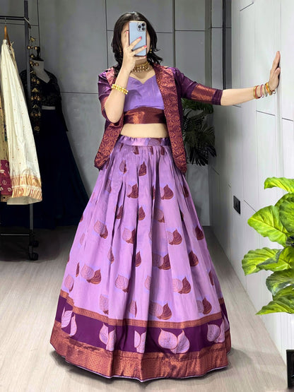 A rich silk Koti-jacket-Lehenga Sets - My Store