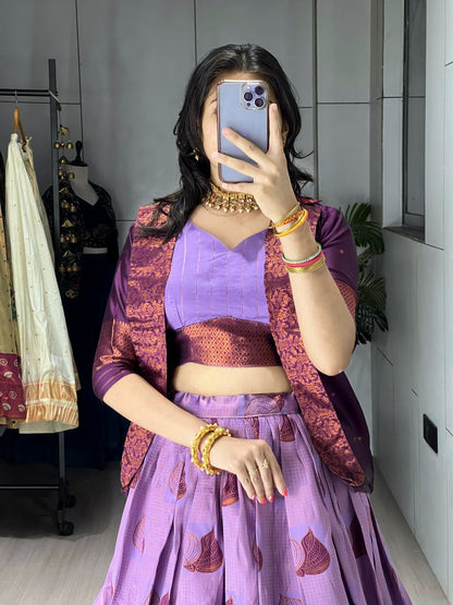 A rich silk Koti-jacket-Lehenga Sets - My Store