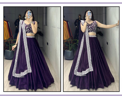 Deep Purple Fendy Silk Lehenga Sets - My Store