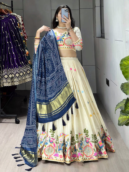 Fully Stitched Cotton Embroidery Work Lehenga - My Store